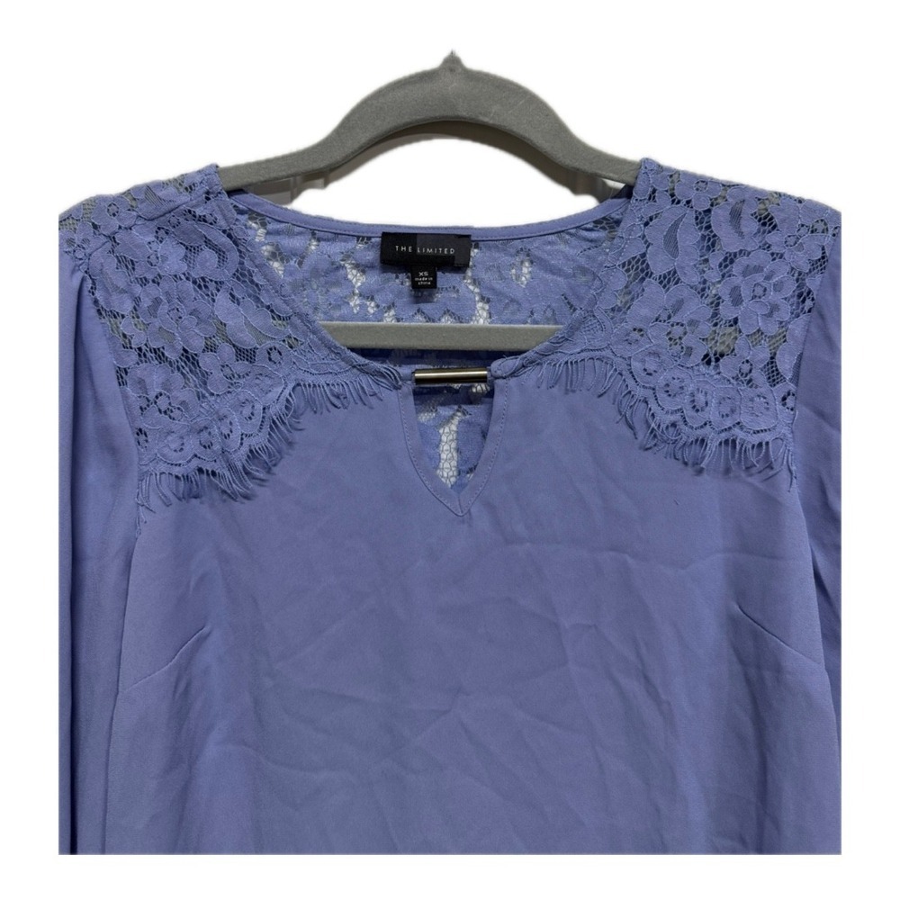The Limited Periwinkle Lace Back Blouse Long Sleeve Sheer Size XS - Picture 2 of 7